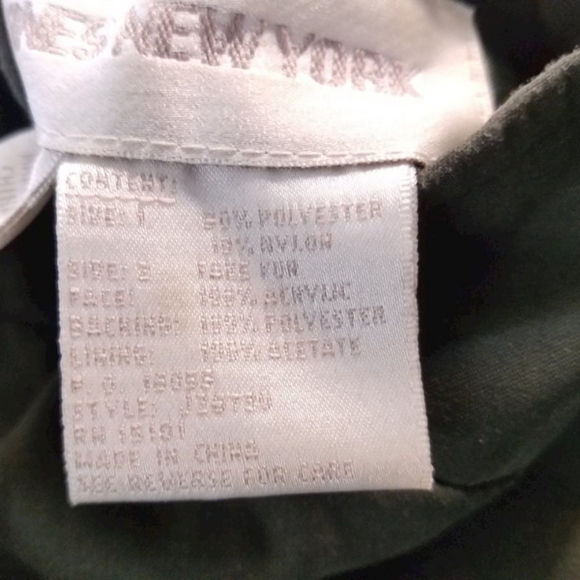 Jones New York Reversible collared Fur Coat unisex man woman xl green brown sz m - Picture 3 of 6